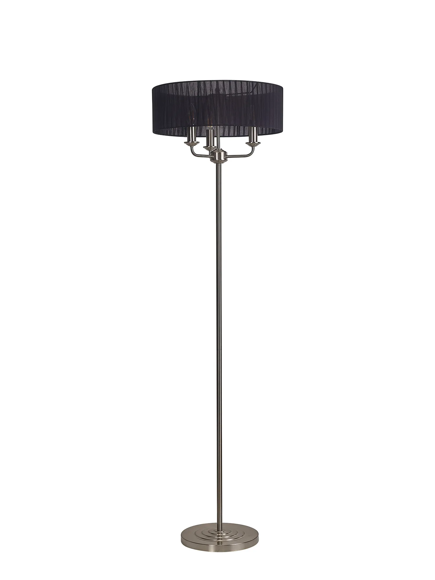 Banyan 45cm 3 Light Floor Lamp Satin Nickel, Black DK0928  Deco Banyan SN BL